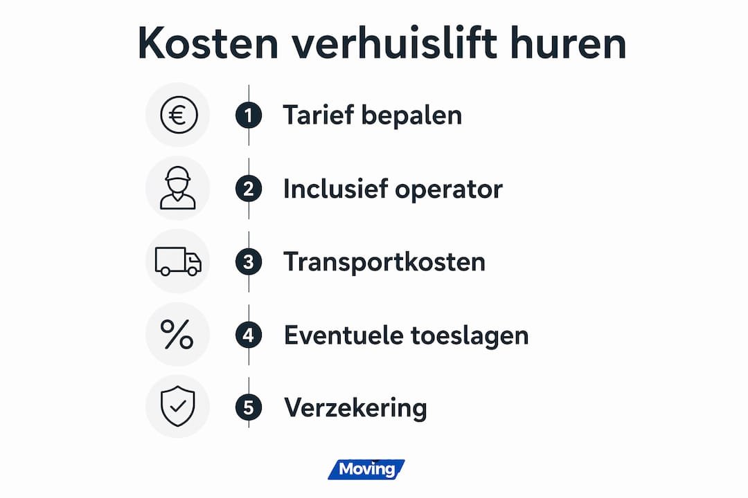 Infographic: wat kost het om een verhuislift te huren? Een overzicht van de verschillende prijsstappen.