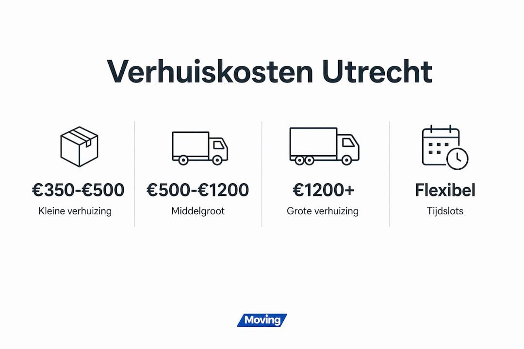 Overzichtelijke infographic met de kosten en beschikbare verhuisdiensten in Utrecht