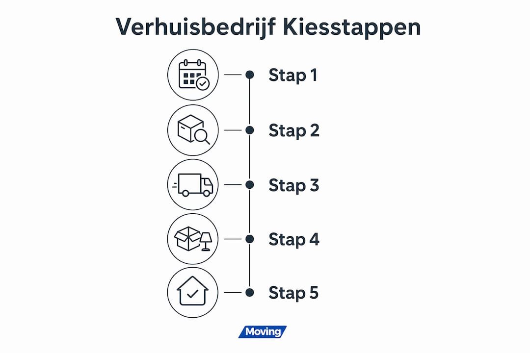 In deze infographic vind je vijf handige stappen om het juiste verhuisbedrijf te kiezen.