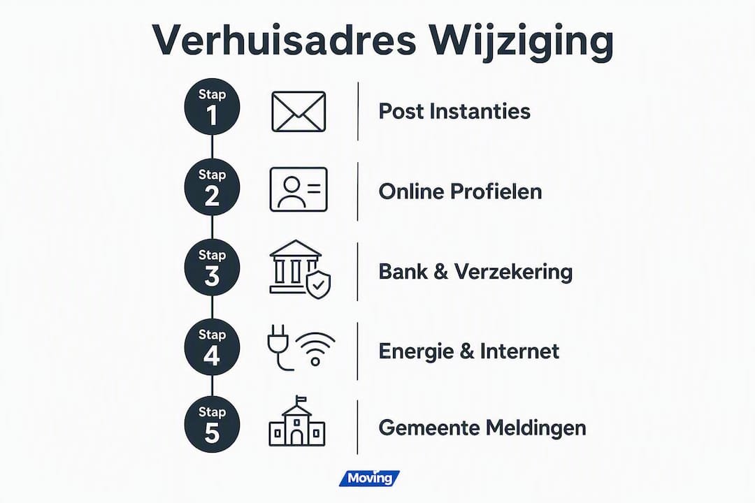 Overzichtelijke infographic: zo geef je eenvoudig je adreswijziging door bij een verhuizing