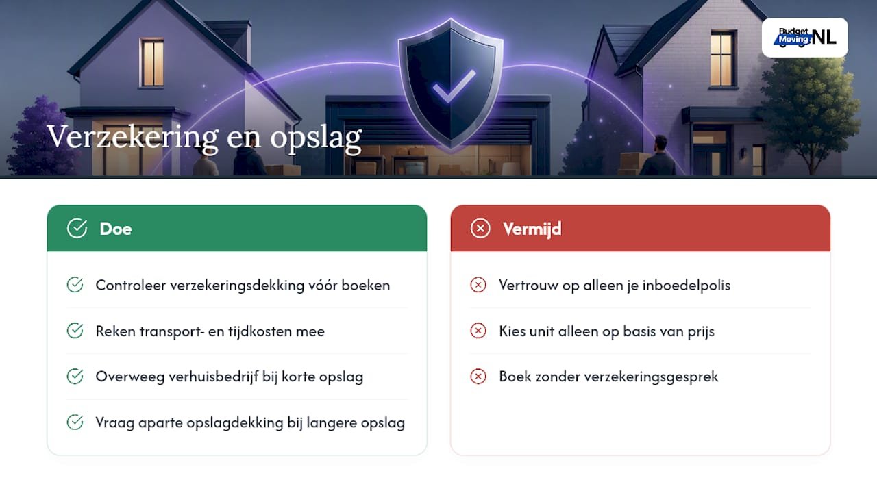 Waarom de meeste opslaggidsen de verzekeringsvraag overslaan — overview diagram