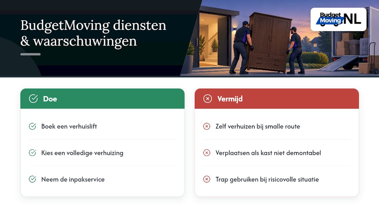 BudgetMoving: relevante diensten bij het verhuizen van een zware kast — overview diagram