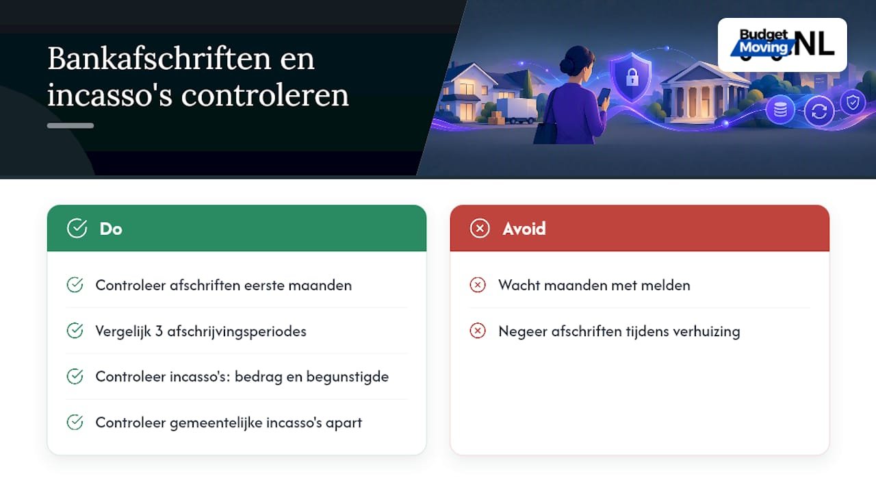Checken en aanpassen van bankafschriften en automatische incasso's na verhuizing — overview diagram