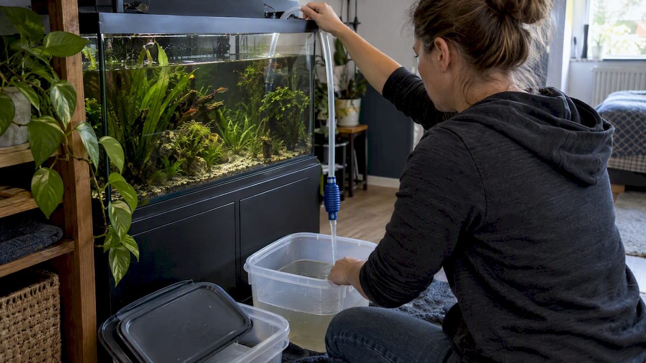 Aquariumwater wordt in aparte bakken opgevangen