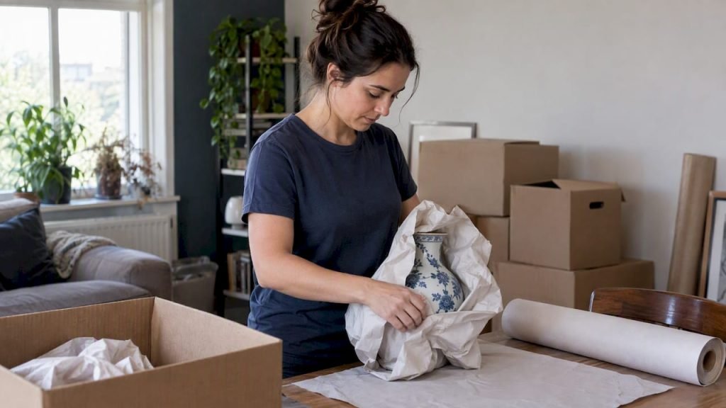 Vaas goed ingepakt voor de verhuizing